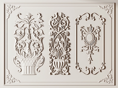 French carved plaster 3d model