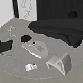 Modern Leather Sofa And Coffee Table Set With Accent Chair Floor Lamp And Round Rug