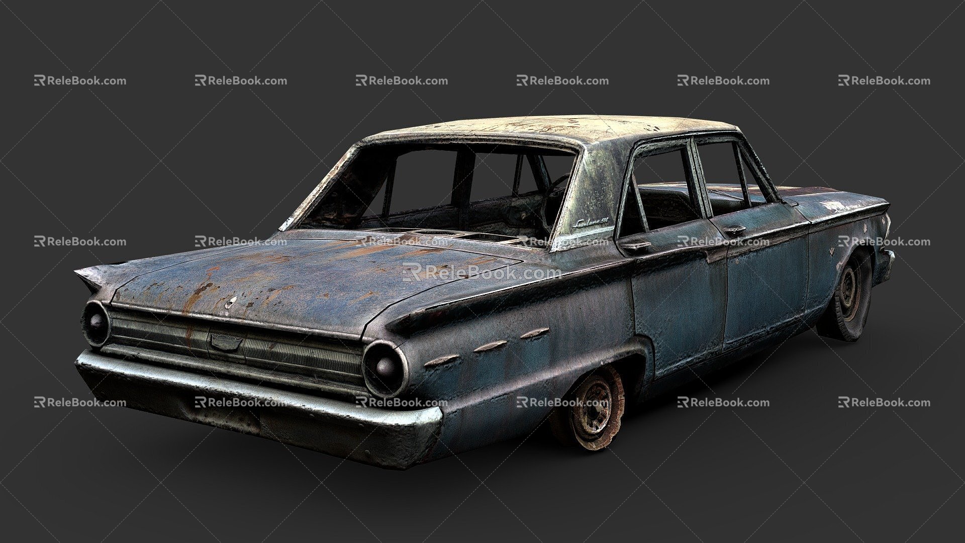 Rusty 1960 s sedan 3d model