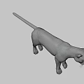 Realistic Puma 3D Model With Detailed Fur And Blue Eyes On Gray Background