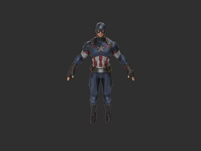 Captain America Game Movie Character 3D Model in Red White Blue Uniform Standing Pose 3d model
