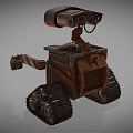 Rusty Tracked Robot With Mechanical Arm And Binocular Eyes Design 3d model