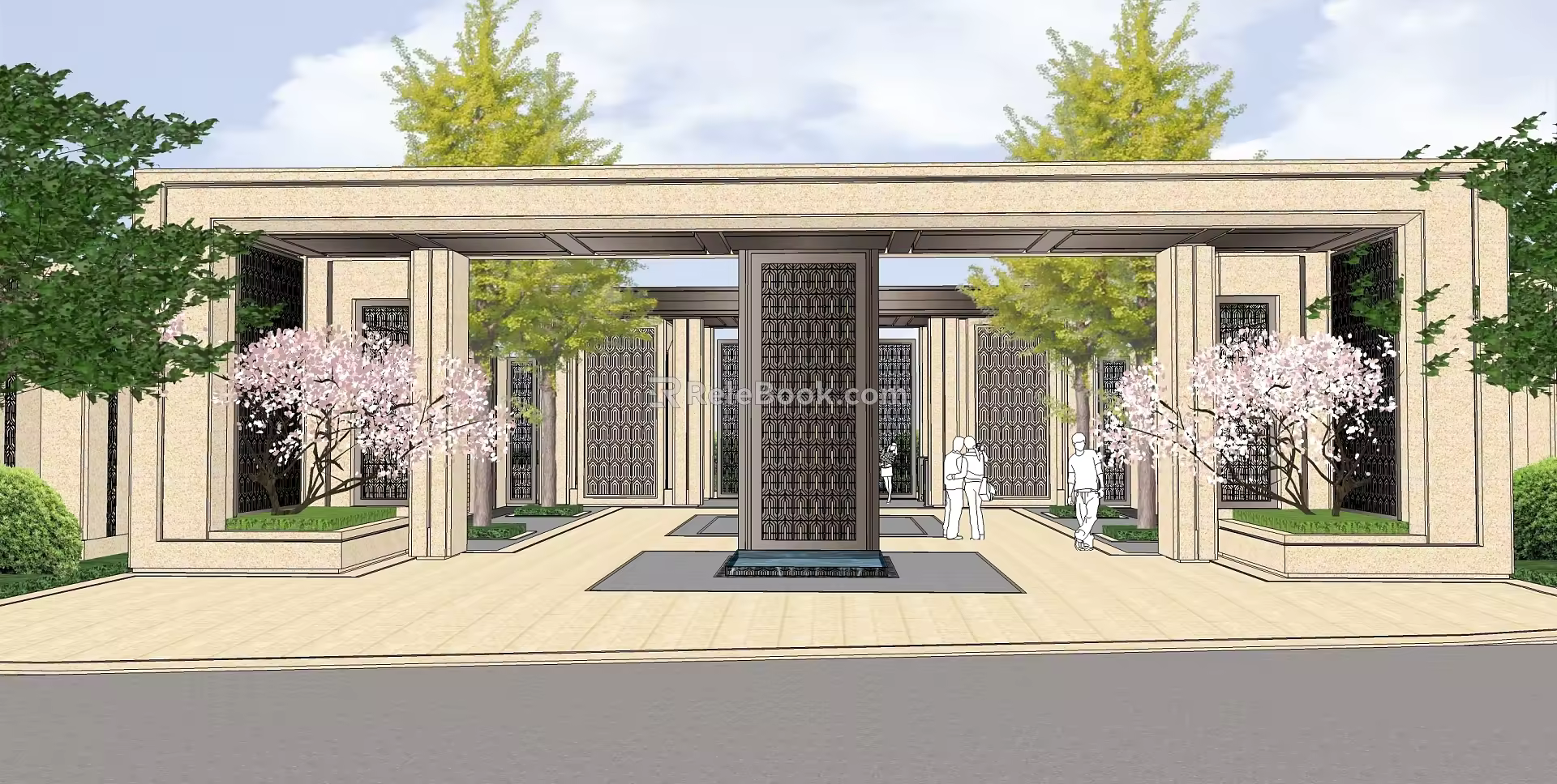 Classical residential entrance gate SU model 3d model