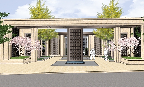 Classical residential entrance gate SU model 3d model