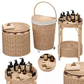 Wicker Bathroom Accessories with Storage Baskets Rolling Bin and Shelf for Toiletries and Towels