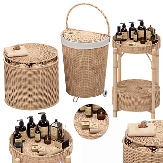 Silent Wind Bathroom Supplies Rattan Storage Rack 3d model