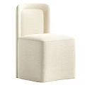 Modern Beige Leisure Chair with Linen Upholstery and Curved Backrest Design