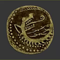 Golden Circular Traditional Sculpture Carving With Intricate Dragon Design And Decorative Dots