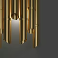 Modern Golden Wall Sconce Featuring Vertical Metal Bars For Decorative Lighting 3d model