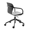 Modern Gray Leisure Chair With Armrests Black Frame And Rolling Wheels