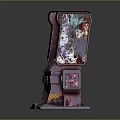 Retro Arcade Machine With Neon Purple Pink Lights And Gaming Screen