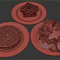 Waffles Cookies Breakfast Food 3d model