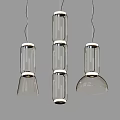 Modern Transparent Glass Pendant Lights with Layered Cylindrical Design and Illuminated Bottom Shades