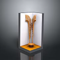 Decorative Feather Like Home Living Accessories In Wooden Display Case With Small Basket