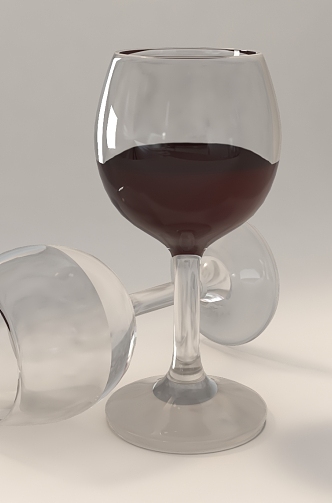 Red wine glass cup wine cup drinking utensils wine glass wine goblet 3d model