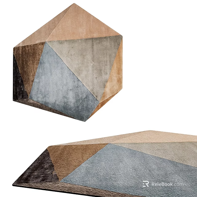 Modern Stylish Geometric Shaped Area Rug With Multicolor Patchwork And Soft Textured Fabric 3d model