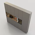 Modern Entryway Cabinet Sideboard With Gray Cabinetry Open Storage Built In Lighting And Decorative Items