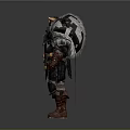 Fantasy Warrior Costume With Fur Trimmed Collar Horned Helmet Leather Armor And Boots