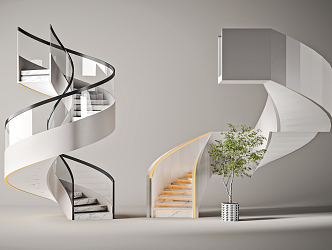 Modern Stair Handrail Stair Combination 3d model