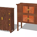 Traditional Wooden Entryway And Side Cabinet With Gold Accents And Wood Grain Design