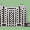 Modern Building Entrance Facade With Stone Wall Glass Doors And Windows