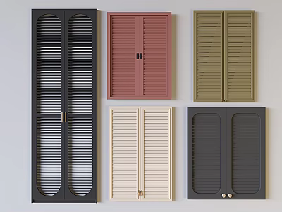 Various Colored Modern Wardrobe Doors with Louvered Vertical Slats Panel Designs for Home Interior 3d model