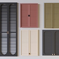 Double-door shutter wardrobe door solid wood shutter cabinet door panel shutter door and window 3d model