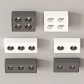 Gray and White Square Downlights and Spotlights with Multiple Light Heads on Simple Background 3d model
