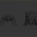Realistic Black Ant And Beetle Insects 3D Render On Gray Background 3d model