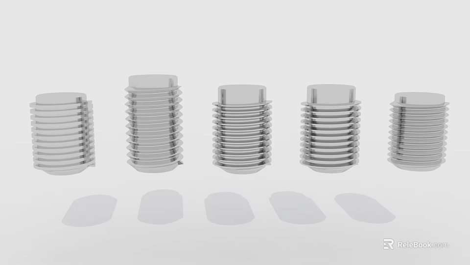 Stainless Steel Hardware Tools Stacked Bolts With Round Washers 3d model 
