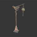 Decorative Column Sculpture With Bird Ornament Hanging Spherical Ball And Tassel