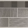 Stylish Gray Decorative Wall Panels With Various Perforated And Striped Patterns 3d model