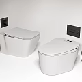 Modern White Toilets With Wall Mounted Control Panels And Bidet Sprays