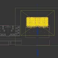 Car Model Showroom With Red Yellow Models Glass Display Cases Wall Map And Wicker Chairs
