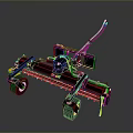Black And Yellow Agricultural Tractor Attachment With Wheels Frame And Connection Arm