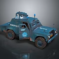 Realistic Blue Armored Tank With HUNSOLDI Mark And Police Badge