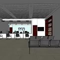 Modern Service Hall Interior With OCCA Sign Reception Counter Chairs And Bookshelves