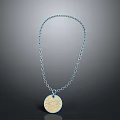 Elegant Silver Chain Necklace With Round Engraved Pattern Pendant 3d model