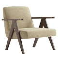 Modern Minimalist Accent Chair With Upholstered Fabric Seat And Wooden Angled Legs