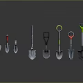 Assorted Hardware Tools Collection With Different Shovels And Colorful Handles 3d model