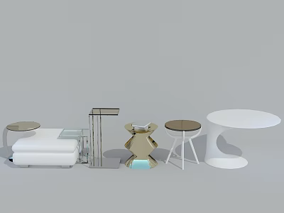 Modern Stylish Side Tables With Various Designs And Metal Frames For Home Decor 3d model