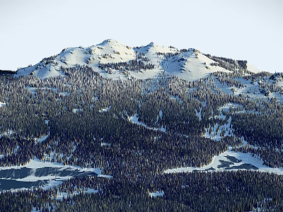 Scenic Snowy Mountain Range With Lush Forest And Snow Covered Peaks 3d model