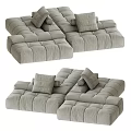 Light Gray Velvet Sectional Sofa With Tufted Design And Soft Plush Cushions