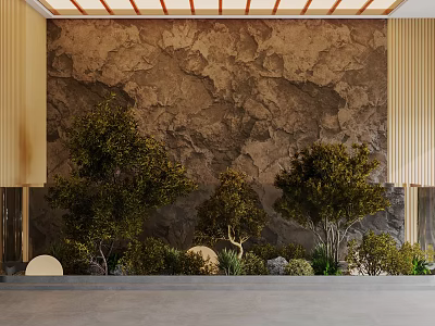Indoor Bonsai Potted Plants With Lush Greenery Decorative Pots And Natural Stone Accents 3d model
