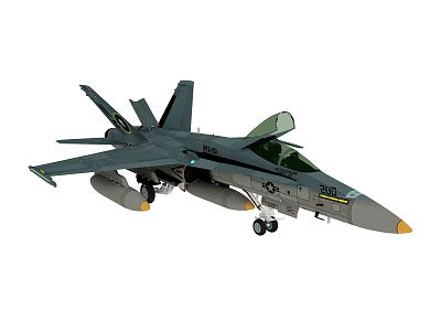 Military Gray Fighter Jet With Open Cockpit And Mounted Missiles 3d model
