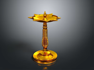 Traditional Golden Decorative Lamp With Star Shaped Top And Intricate Columnar Base 3d model