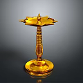 Traditional Golden Decorative Lamp With Star Shaped Top And Intricate Columnar Base