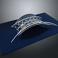 Modern Architectural Model With Curved Steel Grid And Geometric Framework Design 3d model