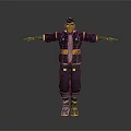 3D Game Character With Black Yellow Jacket Blue Mechanical Arms Blue Pants Yellow Gray Shoes