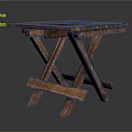 Simple Wooden Folding Table With Square Top And Crossed Legs For Outdoor Use
